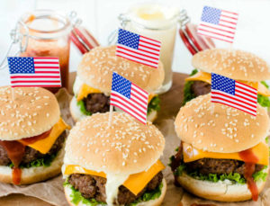 Burgers with American flags