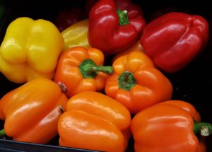 Red, yellow and orange bell peppers