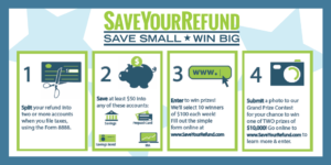 Save Your Tax Refund Save Small Win Big logo