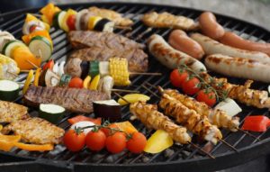 grilling healthy meal on grill