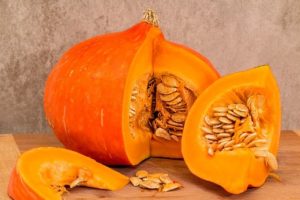 Pumpkin cut to show seeds