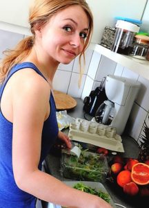 woman preparing salad