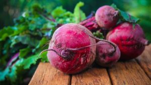 Beetroots on picnic table