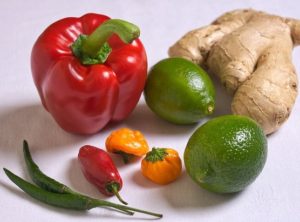 peppers, ginger and lime