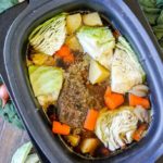Corned beef and cabbage in a slow cooker