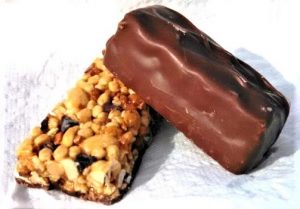 energy bar and candy bar side-by-side