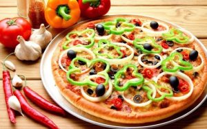 Homemade pizza with healthy toppings