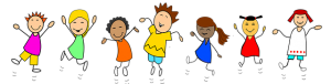 Drawing of several children dancing