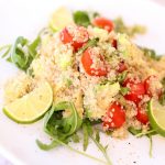 Quinoa Salad with tomatoes, lime and greens
