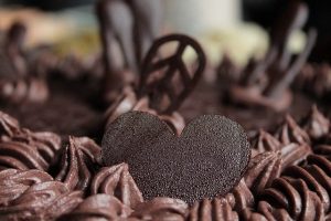 Dark chocolate heart within more dark chololate