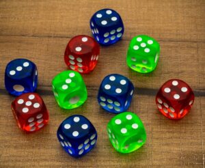 Red, Green and blue dice
