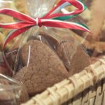 heart chape gingersnap cookies wrapped in a bag and tied with a bow