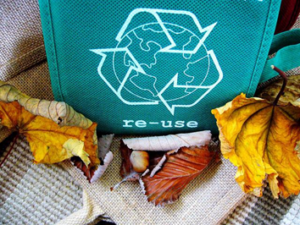 Recycling bag with the words for re-use
