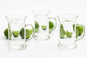 3 water glasses with lime as an alternative drink