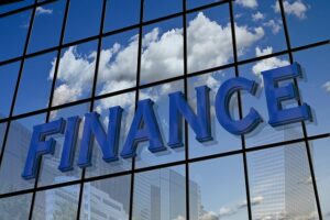 building with the word Finance to represent financial institutions