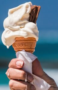 melting ice cream on a cone