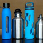 four different reusable water bottles