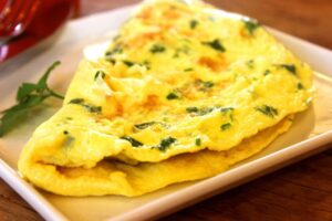 Egg omelet with grated zucchini.
