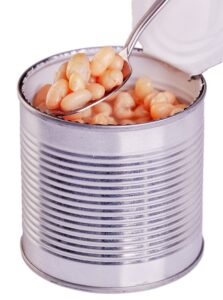 Open can of white beans