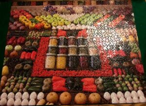 Puzzle with food and canned goods