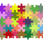 Colored puzzle pieces put together