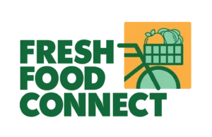 Fresh Food Connect logo with a bicycle and basket of food for delivery