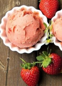 Bowl of strawberry sorbet