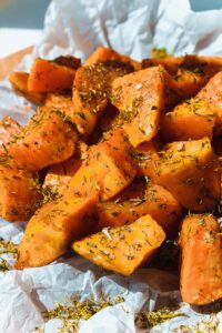 Sweet potatoes roasted with herbs