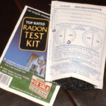 Flyer about testing for radon before selling a home. A radon test kit is also pictured.