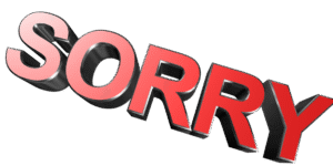 Word sorry in red letters